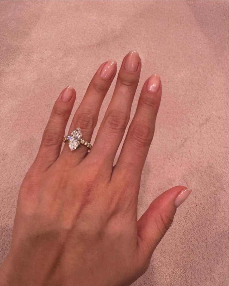 She gave Instagram fans a glimpse of her huge ring on her wedding finger