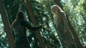 the lord of the rings the rings of power season 2 morfydd clark as Galadriel and adar returning her ring