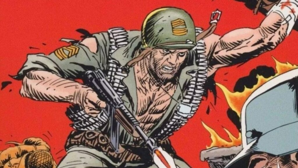 DC Comics' WWII hero Sgt. Rock, as illustrated by Joe Kubert.