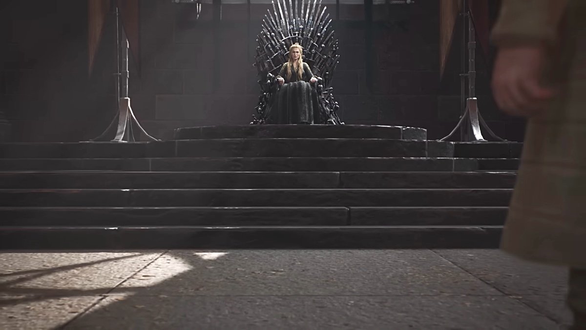 Cersei Lannister on the iron throne in Game of Thrones Kingsgaurd mobile game