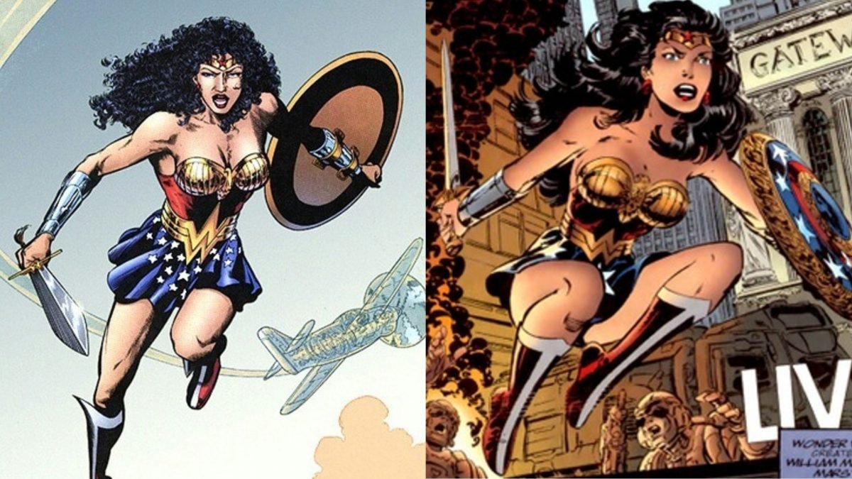 Hippolyta as the World War II Wonder Woman, art by Phil Jimenez and John Byrne.