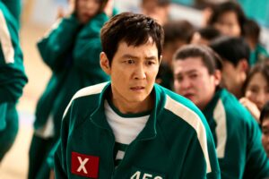 Lee Jung-jae, center, as Gi-hun in Season 2 of “Squid Game.”