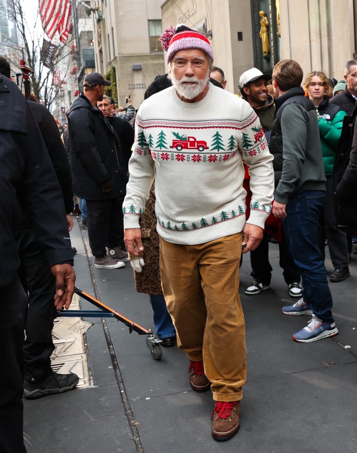 Arnold was spotted in full character as he shot scenes in NYC