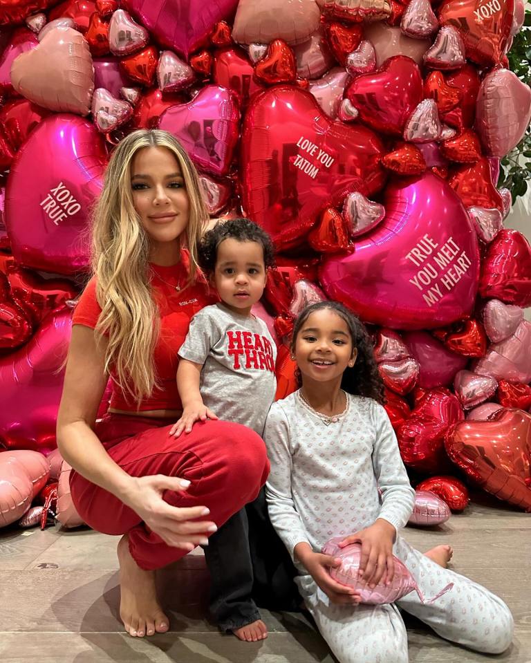 Khloe Kardashian with her kids True and Tatum