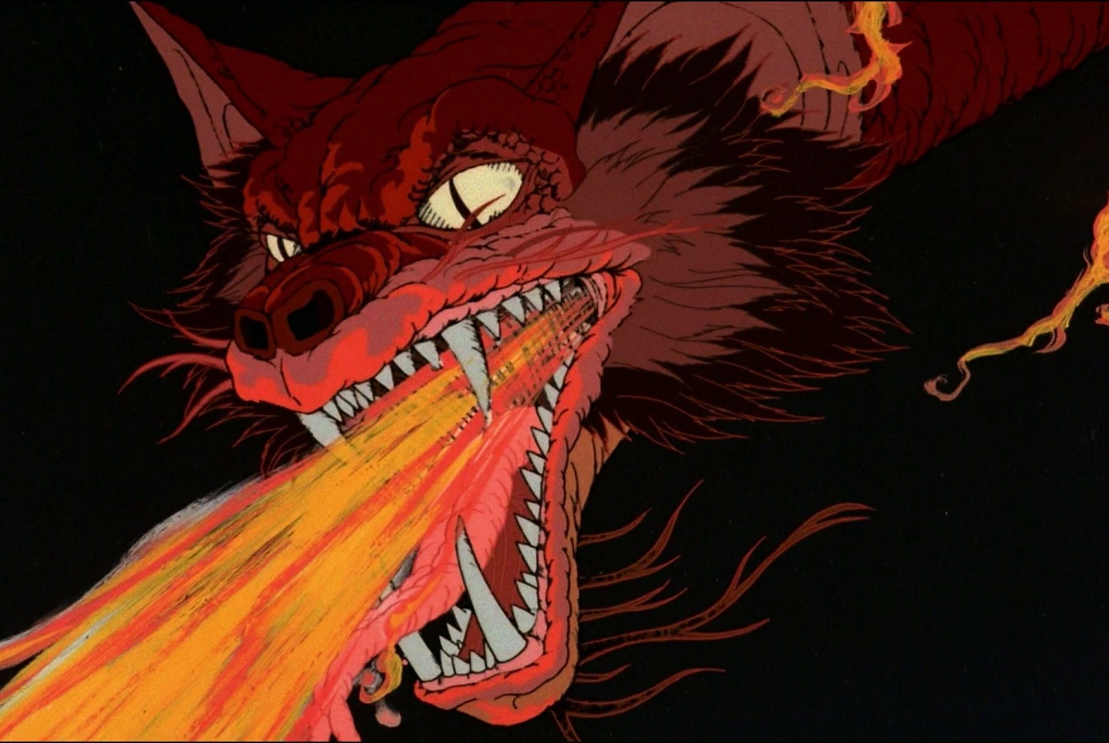 Smaug breathes fire in The Hobbit 1977