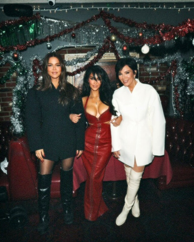 Khloe, Kim, and Kris went out for a festive meal earlier this month