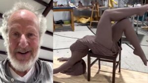 Daniel stern split with his clay sculpture of a dancer draped over a chair with her head on the floor and her legs in the air