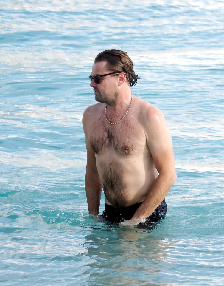 The Hollywood actor was seen taking a dip in the Caribbean sea