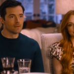 Actors Ian Harding and Lindsay Lohan in a still from the Netflix movie Our Little Secret