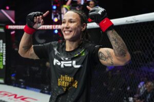 Bellator Flyweight World Champion Juliana Velasquez in Two-Piece Workout Gear is On "Fire"