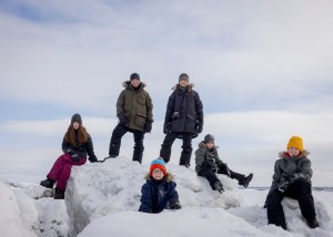 The Lemay-Pelletier family (from left): Mia, Sébastien, Colin, Édith, Laurent and Léo in Kuujjuaq, Canada.