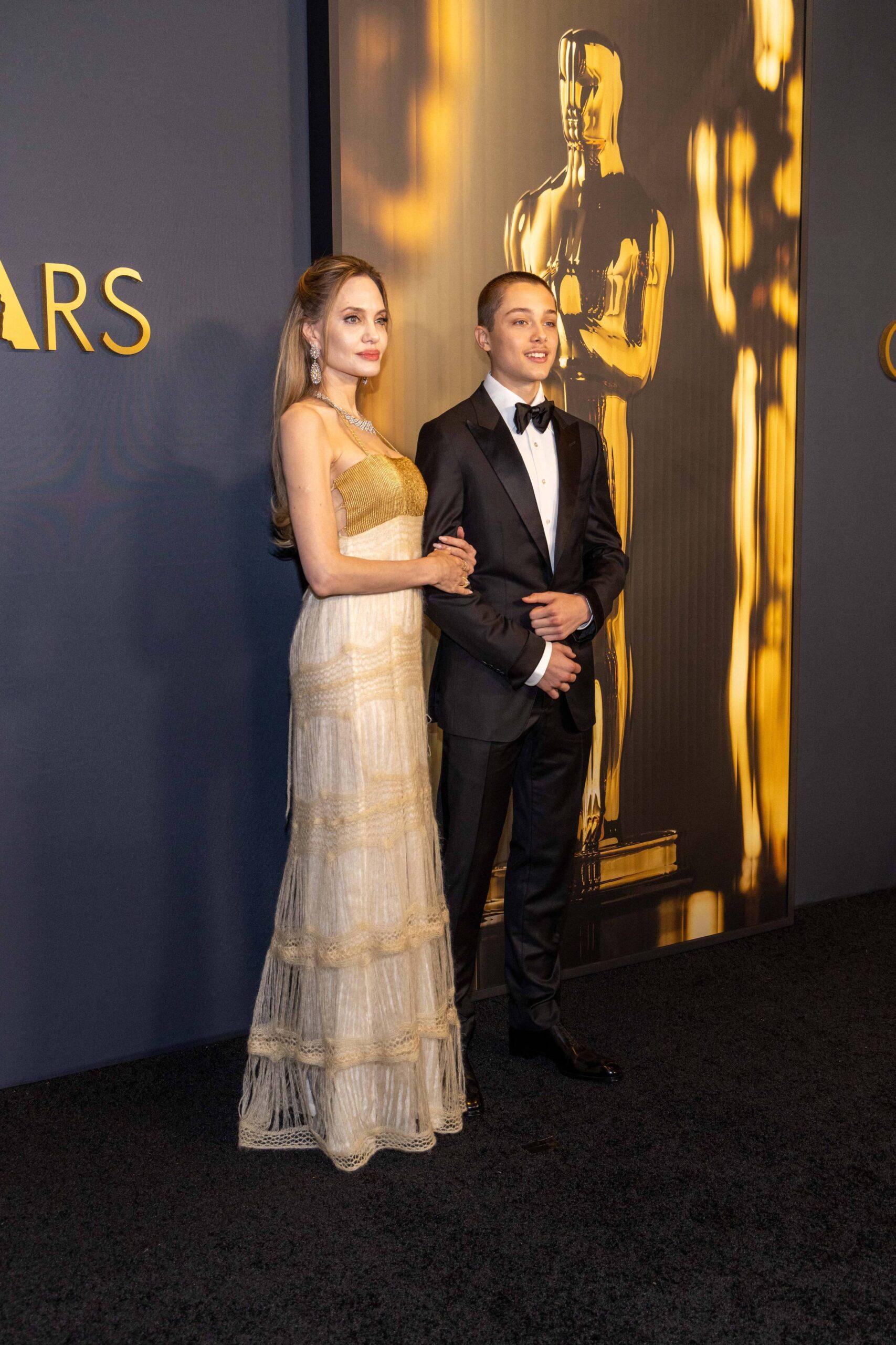 Knox Jolie-Pitt and Angelina Jolie arrive at the 15th Governors Awards in the Ray Dolby Ballroom at Ovation Hollywood