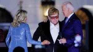 Elton John shocked as Joe Biden surprises him with National Humanities Medal – video