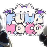 Official promo art of Fuwawa and Mococo, the two halves of Hololive's twin VTubers FUWAMOCO.