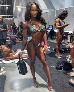 Cydney Gillon backstage at a competition.