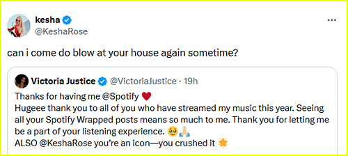 Kesha tweet to Victoria Justice