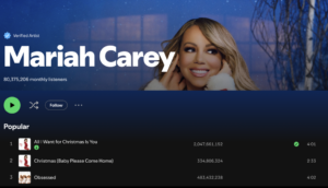 Mariah Carey's two billion streams