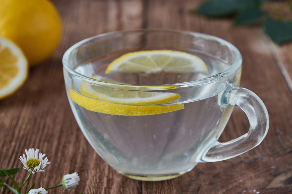 warm, water, lemon