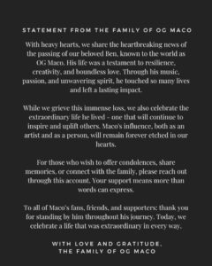 OG Maco's family made a statement