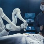 Surgeons Observing High-Precision Robot Performing surgery