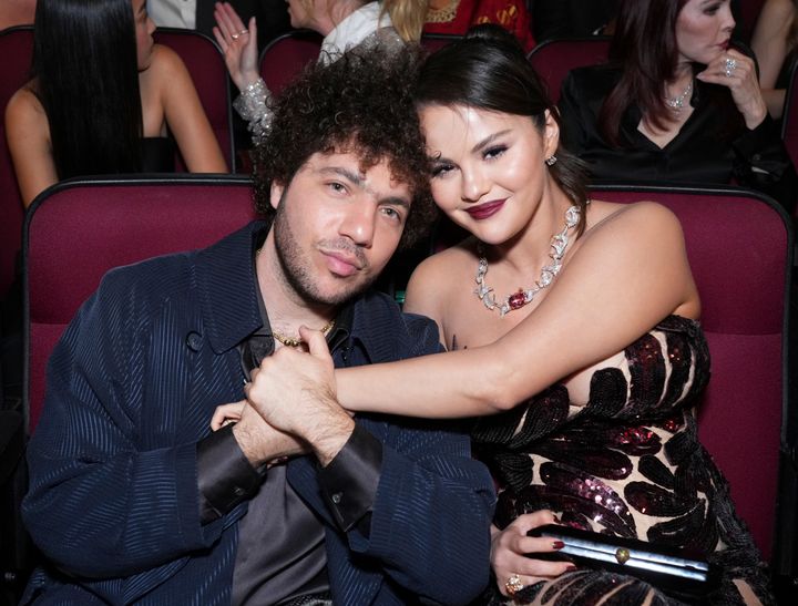 Benny Blanco and Selena Gomez at the 75th Emmy Awards on Jan. 15 at the Peacock Theater in Los Angeles.