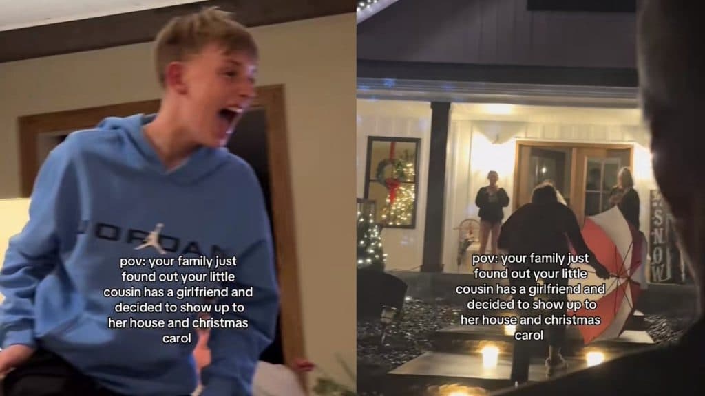 Teen reacts to his family's idea of singing Christmas carols to his girlfriend.