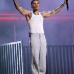 Rauw Alejandro performs onstage during the 2024 MTV Video Music Awards at UBS Arena on September 11, 2024, in Elmont, New York.  (Photo by Mike Coppola/Getty Images for MTV)