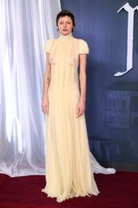 Emma Corrin went braless in a see-through gown at the Nosferatu premiere