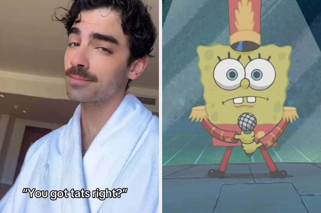 The Internet Is Losing It Over Joe Jonas's Thirsty Thigh Tats, Especially SpongeBob SquarePants