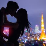 romantic couple dating in Tokyo Japan