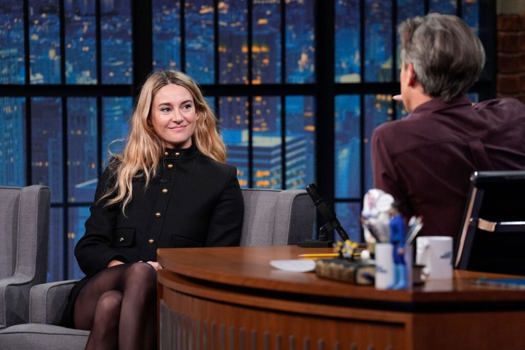 Shailene Woodley during an interview with Host Seth Meyers