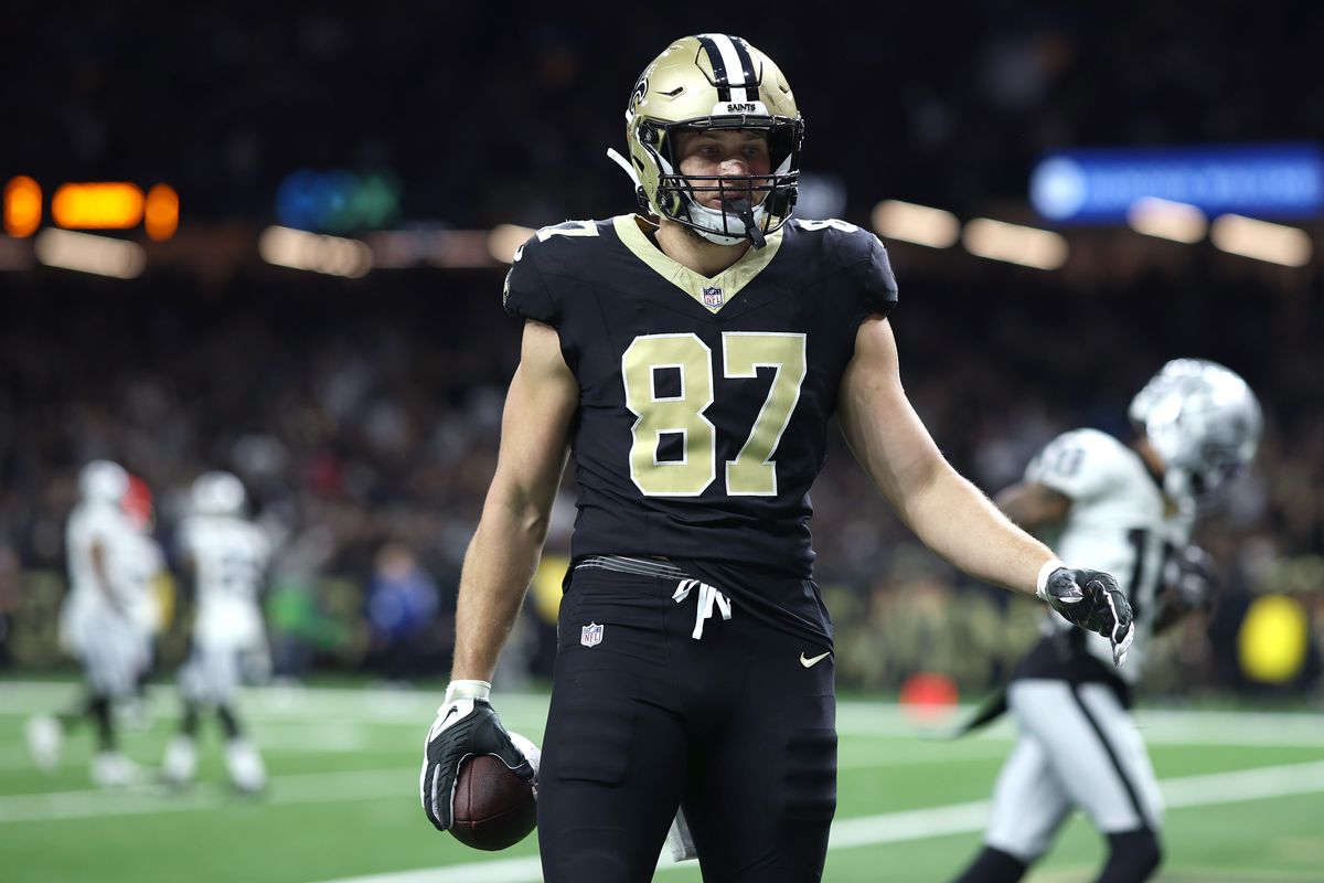 Foster Moreau plays for the New Orleans Saints