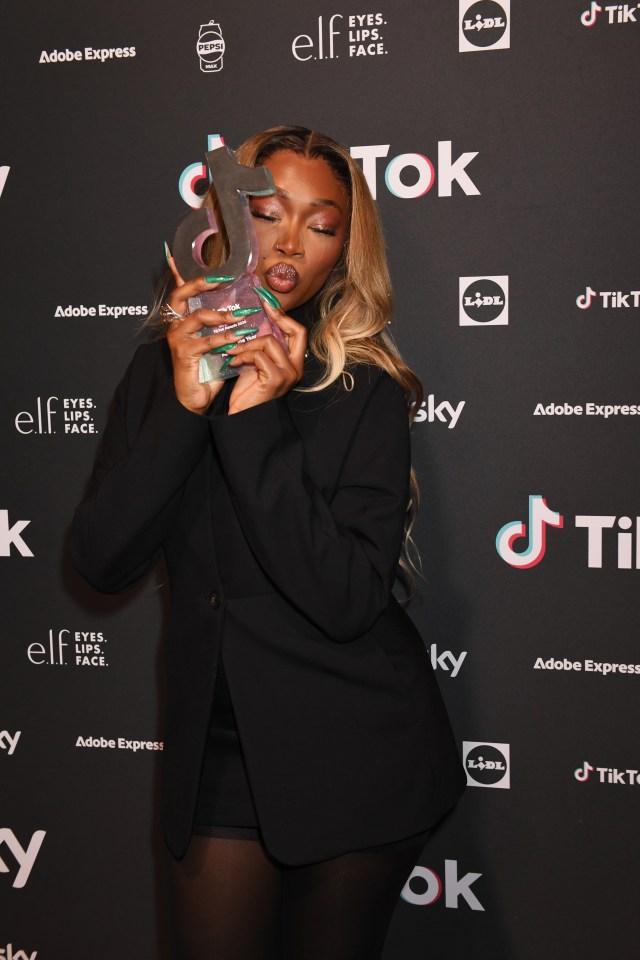 Uche Natori wins the Fashion and Beauty Award at the UK TikTok Awards Ceremony on December 03, 2024 in London