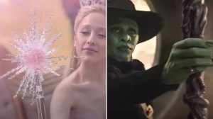 Ariana Grande as Glinda in and Cynthia Erivo as Elphaba in 'Wicked'