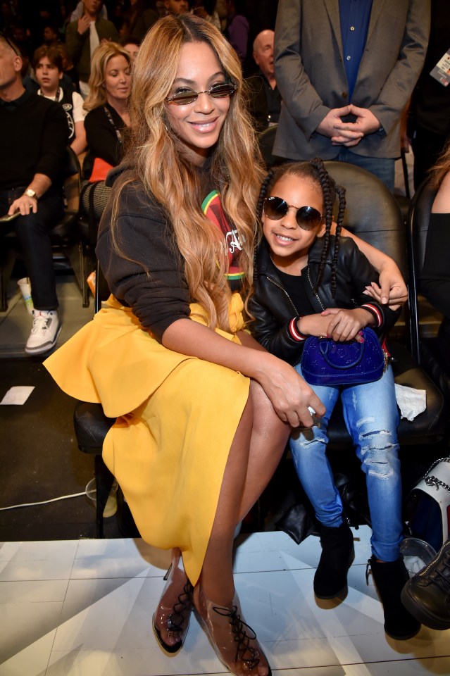 Beyonce and Blue Ivy Carter attend the 67th NBA All-Star Game: Team LeBron Vs. Team Stephen at Staples Center in 2018