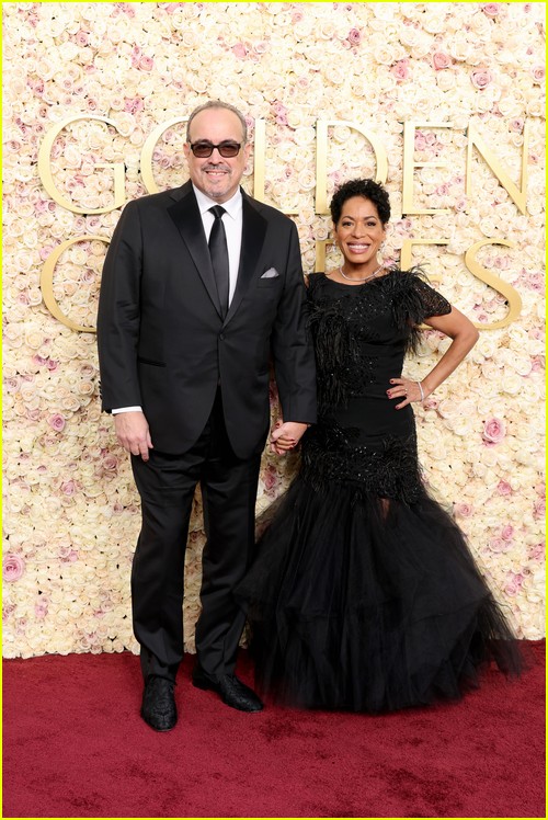 The Bear’s Liza Colón-Zayas and husband David Zayas at the Golden Globes