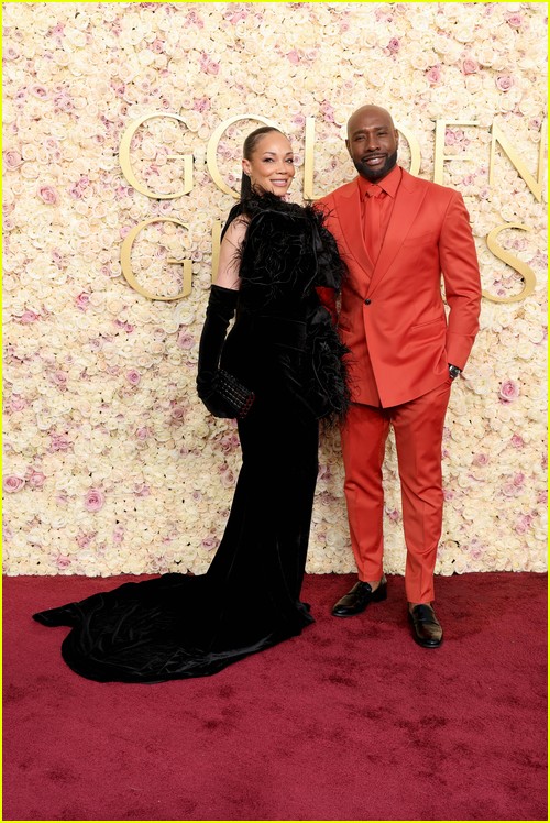 Morris Chestnut and wife Pam at the Golden Globes