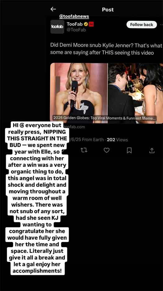 Demi Moore's Seemingly Snubbing Kylie Jenner At The Golden Globes 2025 Gets Slammed Online, Daughter Tallulah Willis Comes To Her Rescue