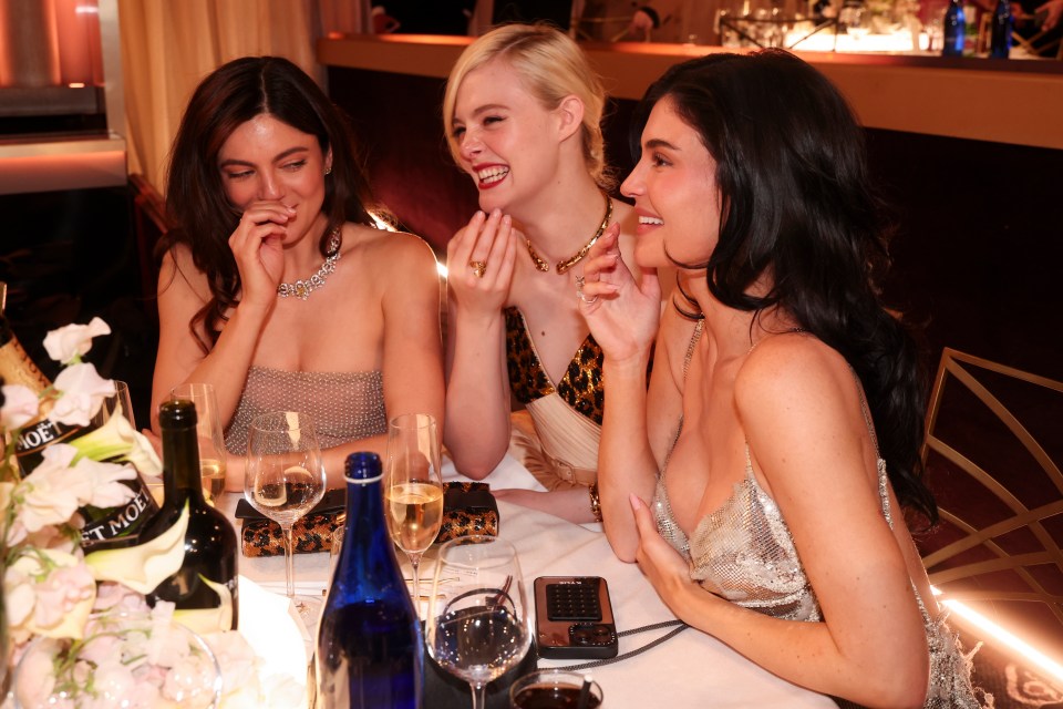 Monica Barbaro, Elle Fanning, Kylie Jenner at the 82nd Annual Golden Globes