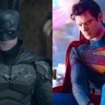 (L) Batman Robert Pattinson (R) Superman David Corenswet