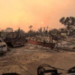 A view of the destruction caused by the January 2025 fires in Los Angeles, captured by YouTuber John Hicks.