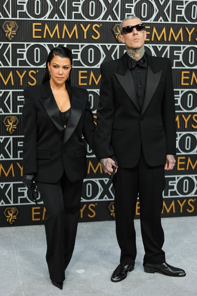 Kourtney Kardashian and Travis Barker at the Emmy Awards.