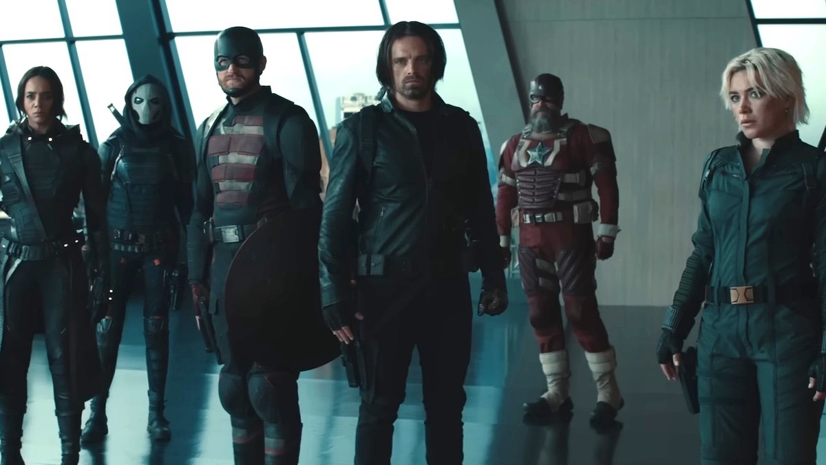 The Thunderbolts* team standing in Avengers Tower