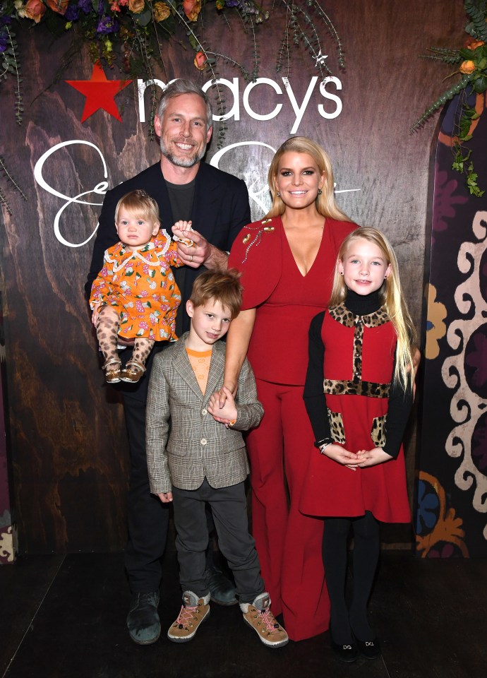 Jessica Simpson with her family at a Macy's event.