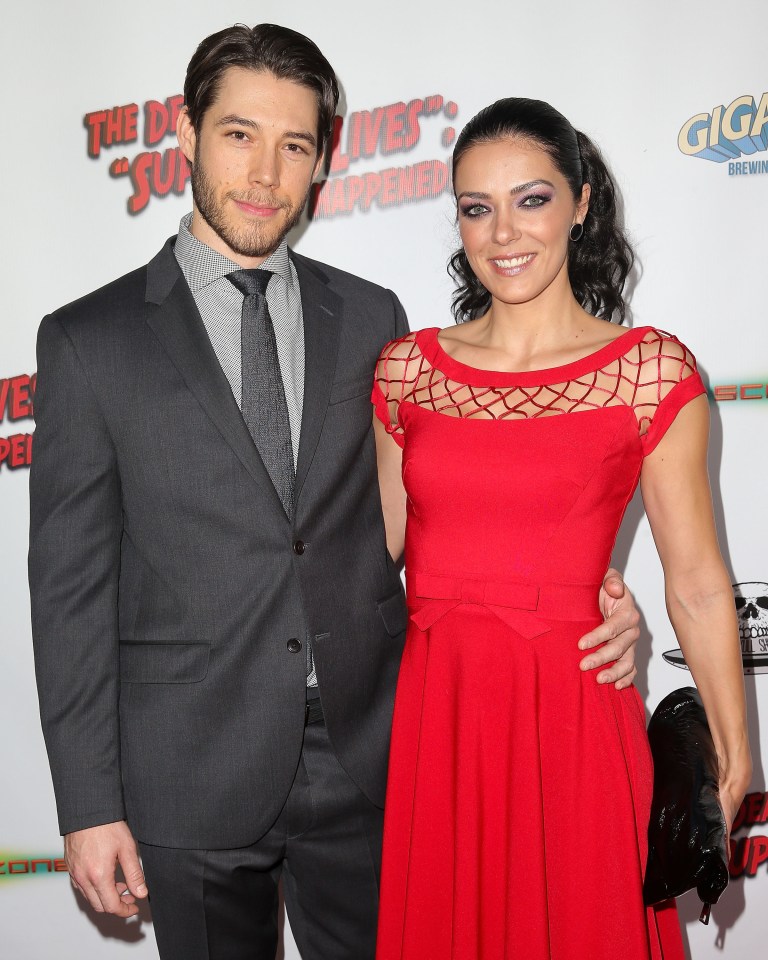 Matthew Rhode and Adrianne Curry at a premiere.