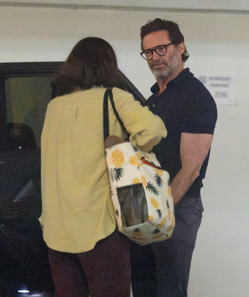 Hugh Jackman and Sutton Foster leaving In-N-Out Burger.