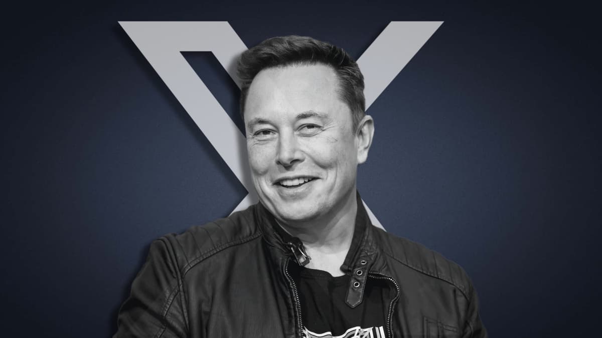 Elon Musk in front of X Logo