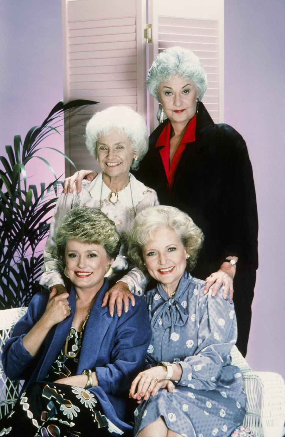 The Golden Girls cast photo: Rue McClanahan, Estelle Getty, Betty White, and Bea Arthur.