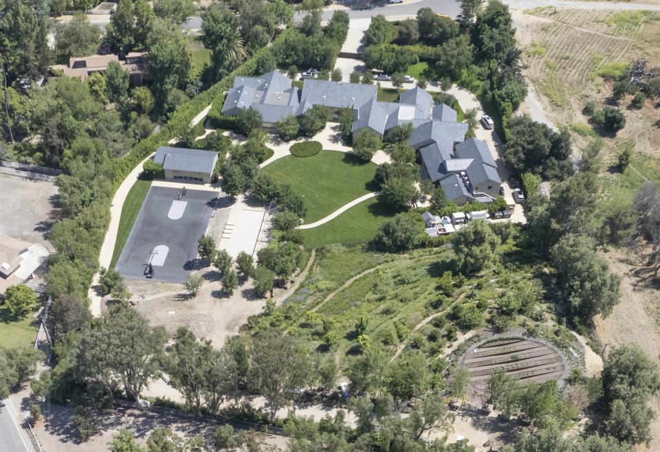 Aerial view of Kim Kardashian's Hidden Hills compound.