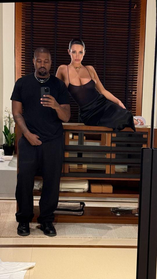 Kanye West and Bianca Censori in a selfie.